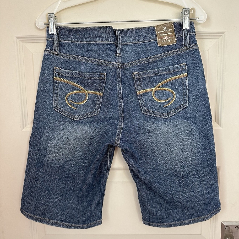 VTG Y2K Z. Cavaricci Women's Blue Denim Bermuda Shorts SZ 4 Mid Rise Stretch